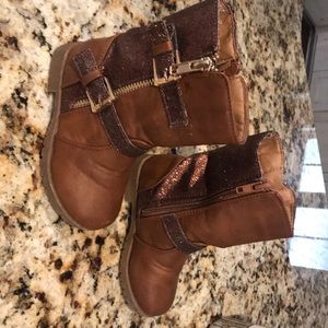 Brown Glitter zipper boots